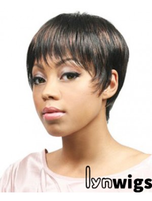 African Hair Wigs Boycuts Cropped Length Straight Style With Capless