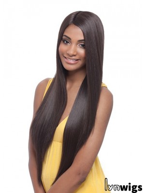 Long Yaki Without Bangs Trendy Brown Lace Front Wigs