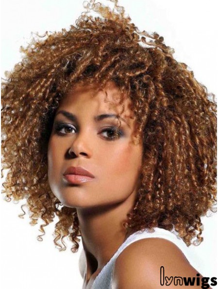 Wigs Human Hair African American Blonde Color With Bangs Kinky Style