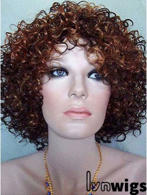 Kinky Layered Chin Length High Quality Auburn Synthetic Wigs