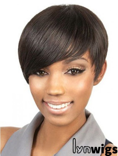 Cropped Brown Straight Boycuts Suitable African American Wigs