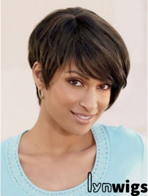 Short Brown Straight Layered Incredible African American Wigs