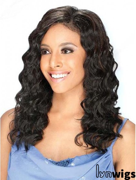 Brazilian Human Hair Lace Front Wigs Black Color Long Length