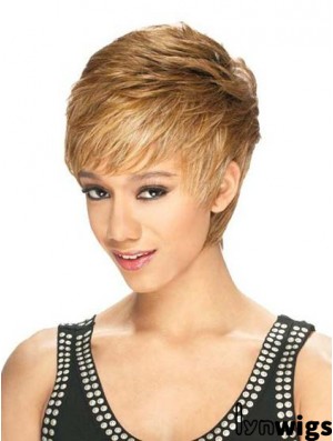 Designed Cropped Straight 8 inch Synthetic Glueless Lace Front Wigs