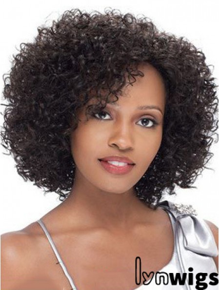 Brazilian Human Hair Short Lace Front Black Kinky Curly Wigs For Black Women