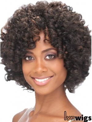 Chin Length Capless Layered Kinky Synthetic Black Woman's Wigs