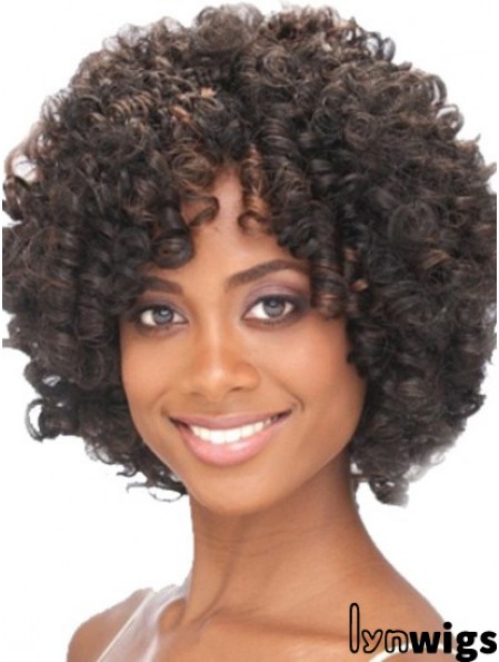 Chin Length Capless Layered Kinky Synthetic Black Woman's Wigs