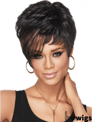 Cropped Black Wavy Boycuts High Quality African American Wigs