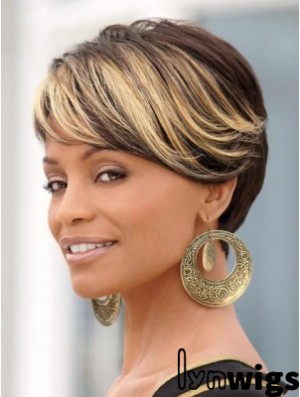 8 inch Synthetic Black Short Straight Wigs For African American Women