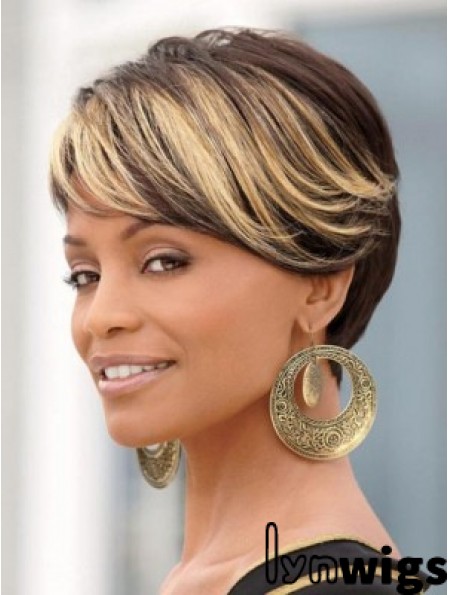 8 inch Synthetic Black Short Straight Wigs For African American Women