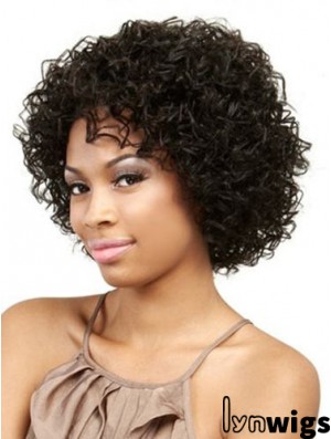 Chin Length Black Kinky Without Bangs Online African American Wigs