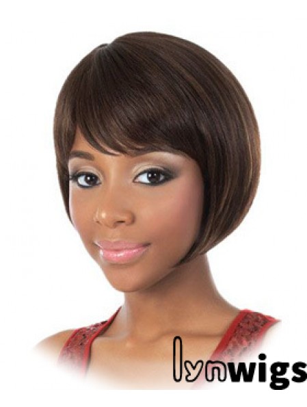 Chin Length Brown Straight Bobs Fashion African American Wigs