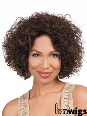 High Quality Chin Length Kinky 10 inch Synthetic Glueless Lace Front Wigs