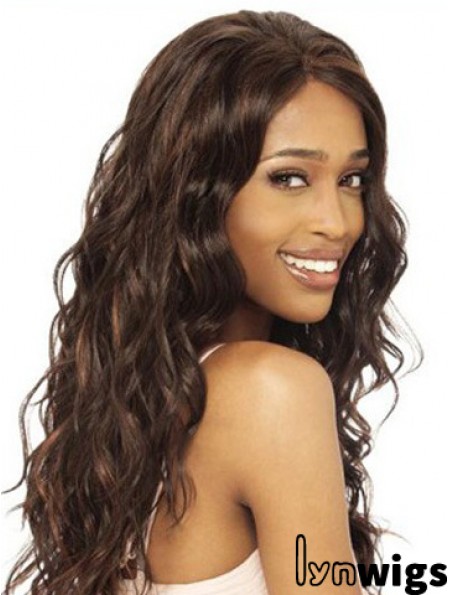 Brown Long Hairstyles Wavy Without Bangs Lace Wigs