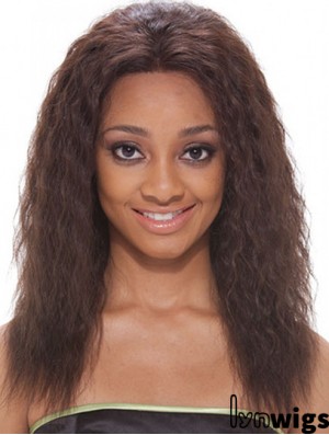 16 inch Brown Shoulder Length Without Bangs Wavy Popular Lace Wigs