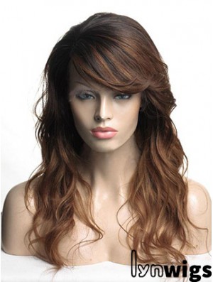 Long Brown Wavy With Bangs Cheapest African American Wigs