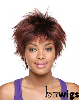 Short Red Straight Layered Sassy African American Wigs