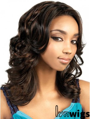 Long Brown Wavy Without Bangs Gorgeous African American Wigs