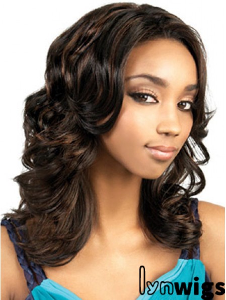 Long Brown Wavy Without Bangs Gorgeous African American Wigs