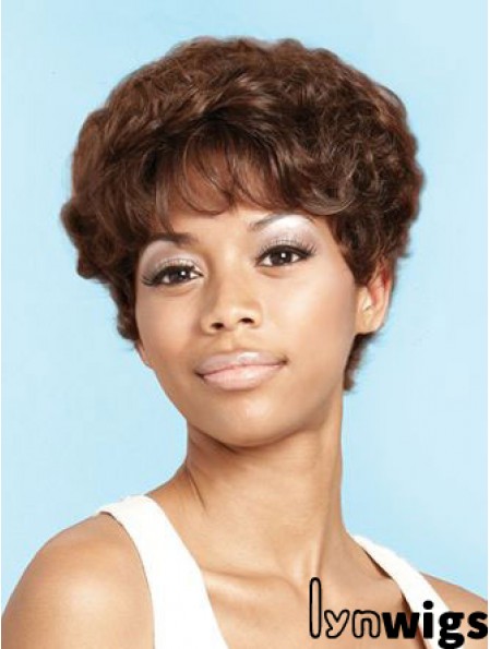 Short Brown Curly Layered Beautiful African American Wigs