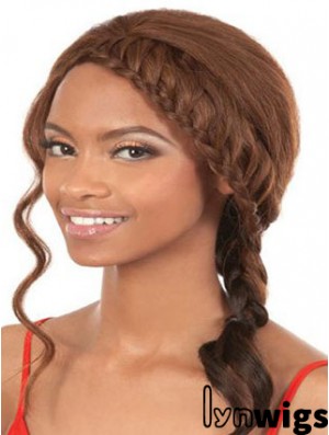 Shoulder Length Brown Wavy Without Bangs Soft African American Wigs