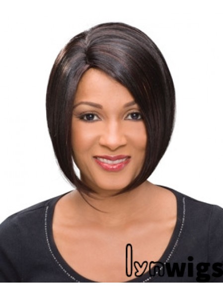 Chin Length Auburn Straight Bobs High Quality African American Wigs