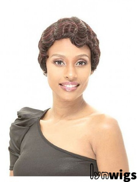 Short Brown Straight Layered Amazing African American Wigs