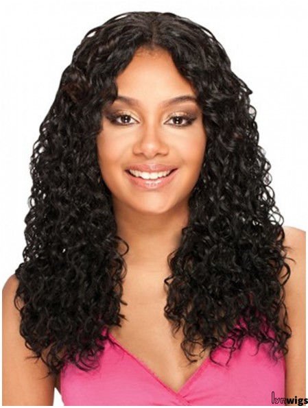 Fashion Black Long Kinky U Part Lace Wigs