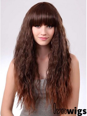 Long Ombre/2 Tone Curly With Bangs Suitable African American Wigs