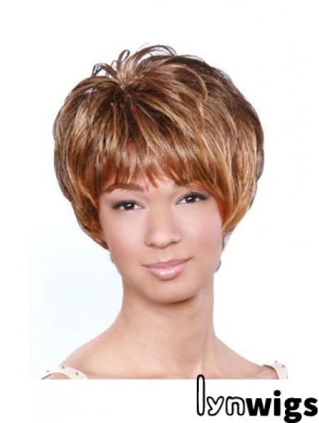 Short Brown Wavy Boycuts Popular African American Wigs