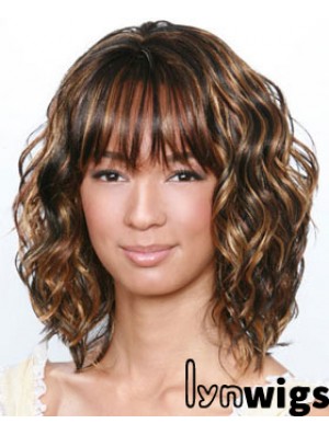 Shoulder Length Brown Curly Layered Best African American Wigs