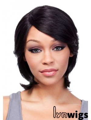 Chin Length Black Straight With Bangs Incredible African American Wigs