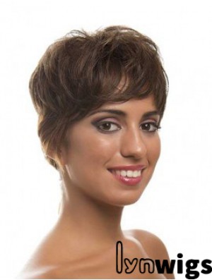 Short Brown Layered Wavy Style Full Lace Wigs