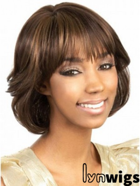 Chin Length Brown Wavy Bobs Amazing African American Wigs