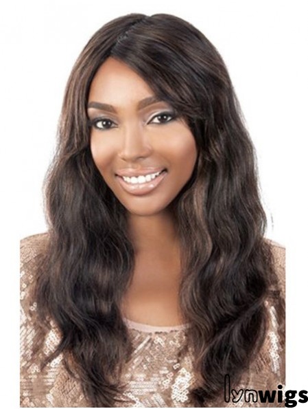 Long Brown Wavy Without Bangs Modern African American Wigs