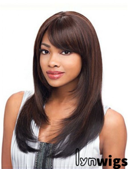 Long Auburn Straight Layered Exquisite African American Wigs