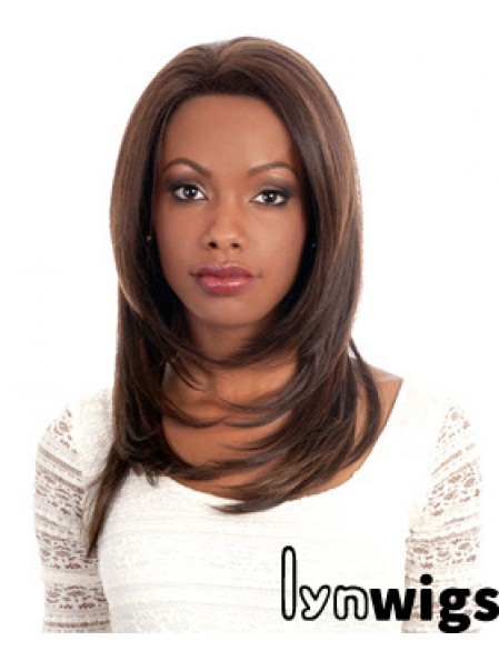 Convenient Auburn Long Without Bangs Straight Glueless Lace Front Wigs