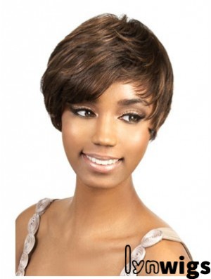 Short Brown Straight Layered Perfect African American Wigs