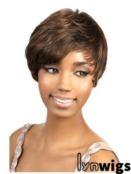 Short Brown Straight Layered Perfect African American Wigs