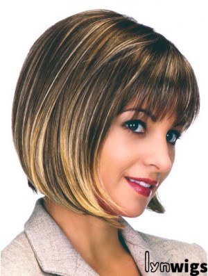 Capless Chin Length Straight Brown Flexibility Bob Wigs