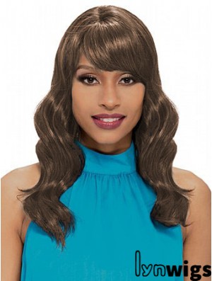 Shoulder Length Brown Wavy With Bangs New African American Wigs