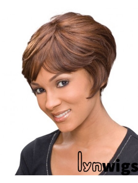 Short Auburn Wavy Layered Discount African American Wigs