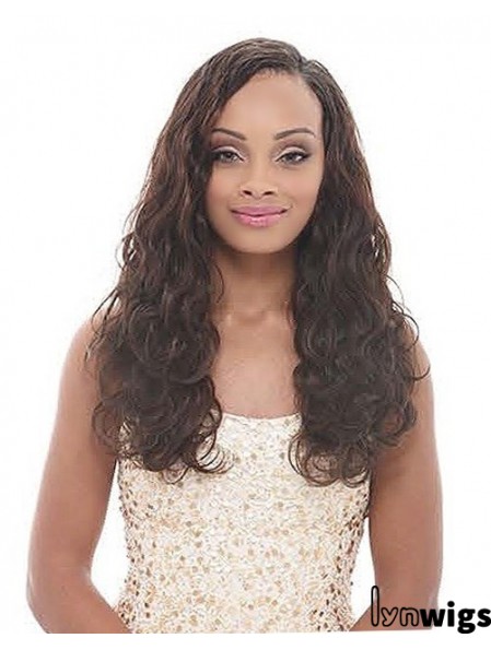 Long Brown Wavy Without Bangs Online African American Wigs