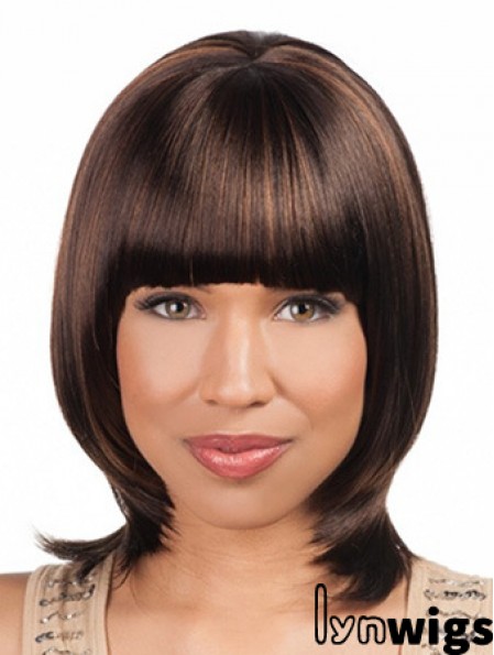 Sleek Chin Length Yaki 16 inch Synthetic Glueless Lace Front Wigs