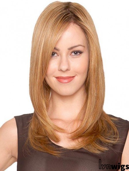 Synthetic Sassy Long Blonde Straight Monofilament Wigs