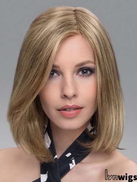 Blonde Soft Straight Shoulder Length Synthetic Bob Wigs