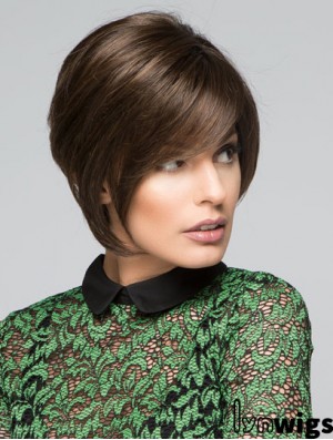 Brown Chin Length Straight With Bangs 10 inch Discount Medium Wigs