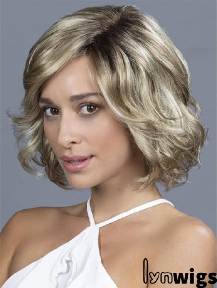 10 inch Chin Length Soft Blonde Wavy Bob Wigs