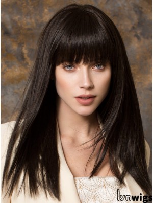 Best Synthetic Wigs With Bangs Monofilament Straight Style Black Color