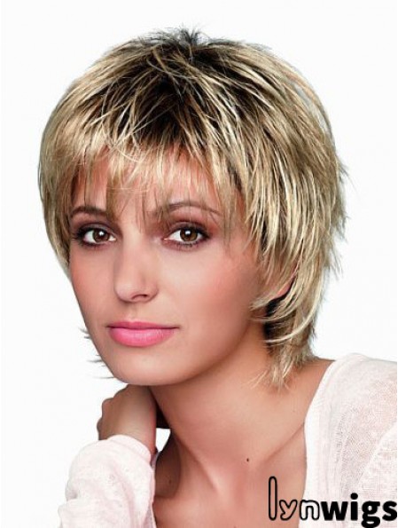 8 inch Short Designed Blonde Straight Bob Wigs